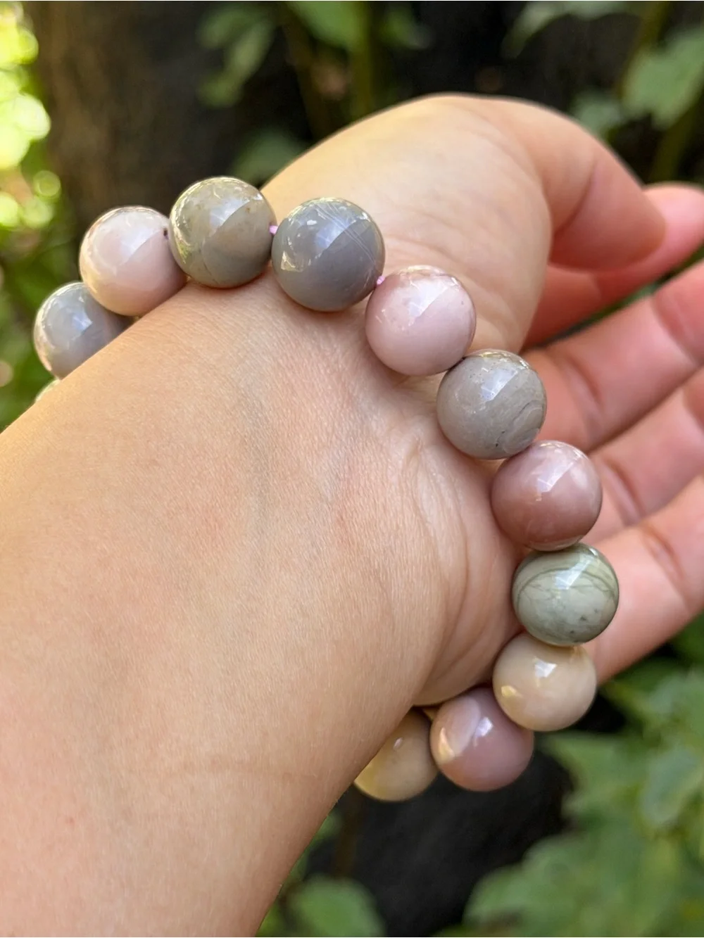 13mm pink creamy natural Alashan stretch bracelet 2213